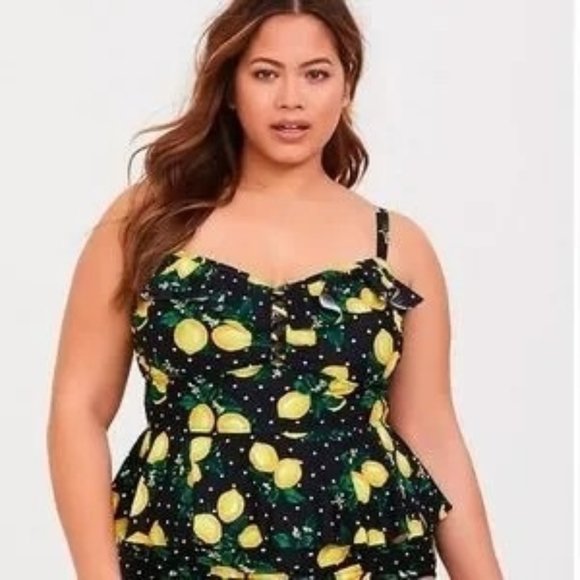 torrid Other - Torrid Lemon Dot Tankini Swim Top